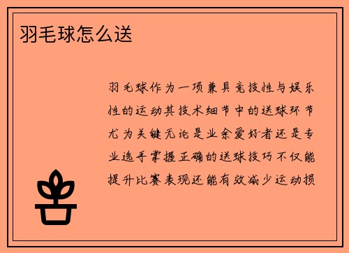 羽毛球怎么送